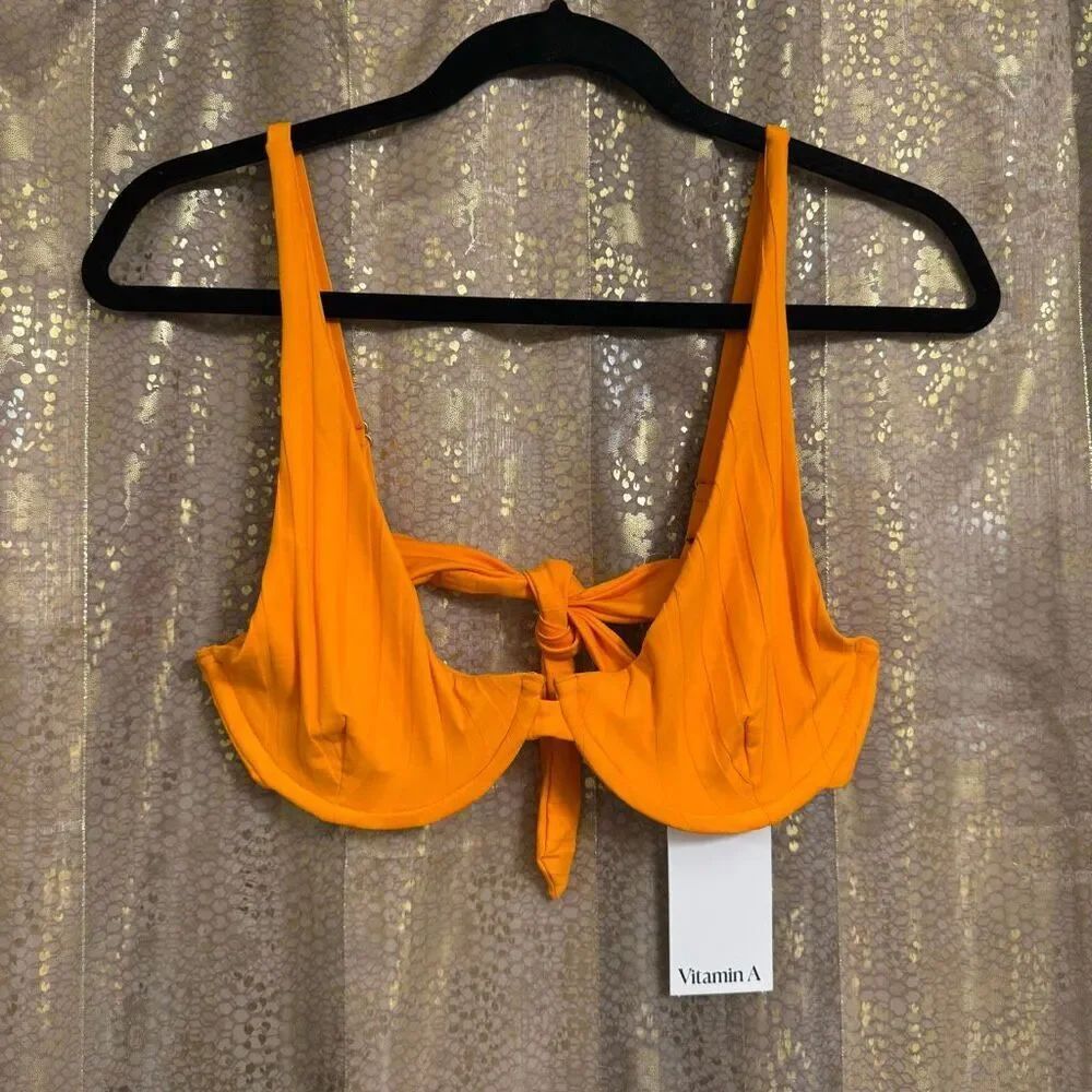 Vitamin A Rossi Underwire Top Orange Tangerine SuperRib Swim Bikini Top L